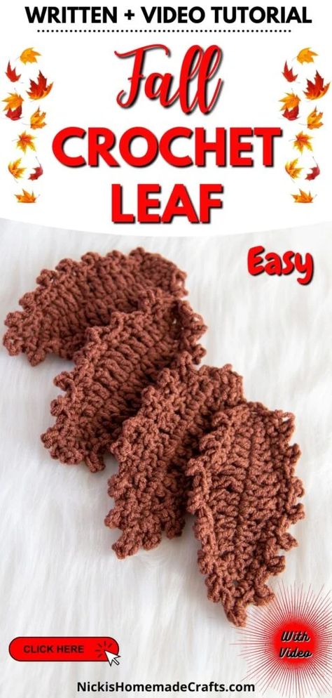 Crochet Fall Leaf, Crochet Fall Decor, Crochet Beginners, Crochet Leaf, Crochet Leaf Patterns, Fall Crochet Patterns, Crochet Table Runner Pattern, Halloween Crochet Patterns, Basic Crochet