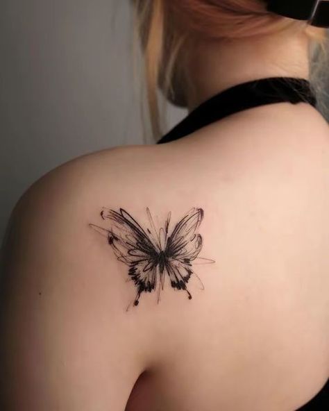 Unique Butterfly Tattoos, Butterfly Tattoo On Shoulder, Tato Minimal, Turtle Tattoo Designs, Butterfly Tattoos For Women, Back Of Shoulder Tattoo, Shoulder Tattoos For Women, Butterfly Tattoo Designs, Unique Tattoo Designs