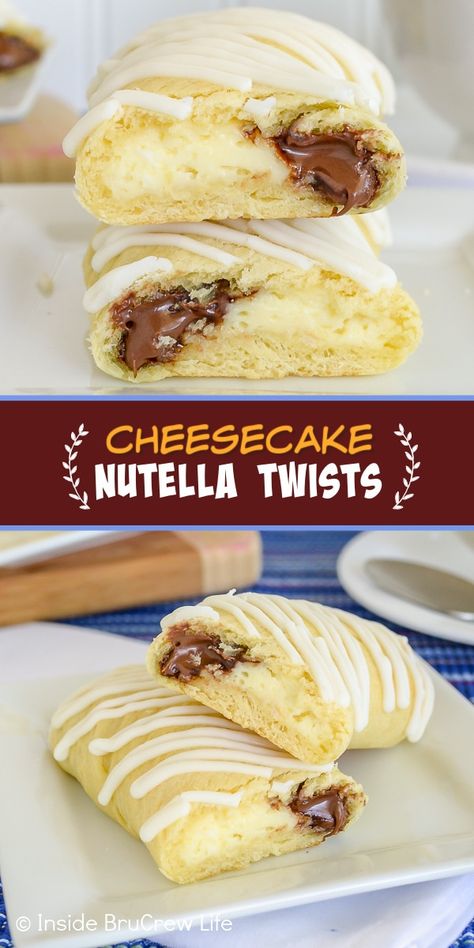 Nutella Twists, Crescent Dough Recipes, Nutella Crescent Rolls, Cheesecake Nutella, Easy Crescent Roll Recipes, Crescent Roll Recipes Dessert, Nutella Cream Cheese, Easy Pastry, Crescent Roll Dessert