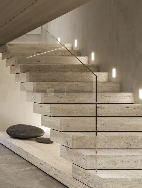 Short Stairs Design, Scandinavian Stairs Design, Staircase Design Modern Luxury Homes, L Shape Stairs, Monumental Staircase, Entree Villa, Under Stairs Design, Cool Stairs, U Shaped Staircase