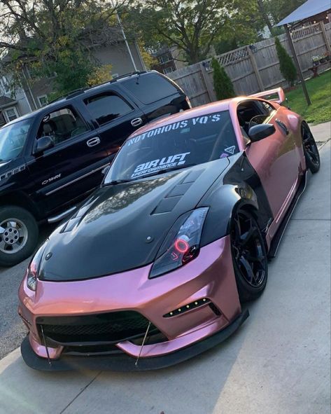 Pink 350z, 350z Nissan Custom, Nissan Coupe, Nissan 350z Custom, 350z Nissan, Car Upgrades, Cars Modified, G35 Coupe, Pink Cars