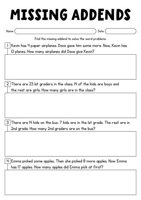 First Grade Missing Addends Math Problems Math Word Problems 1st Grade, Missing Addends Second Grade, Missing Addends First Grade, Addition Worksheets First Grade, Free Science Worksheets, Grade 1 Math, Halloween Math Worksheets, Missing Addends, First Grade Words