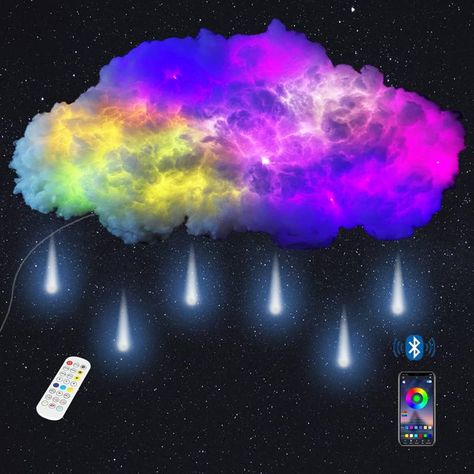 Led Clouds, Gaming Room Bedroom, Wall Cloud, Lamp Colorful, Cloud Ceiling, Cloud Rain, Rain Lights, Cloud Lamp, Cotton Clouds