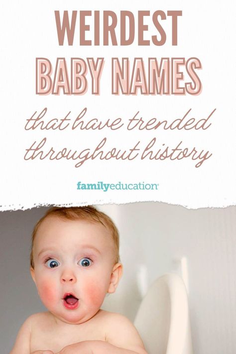 Whether you're looking for weird celebrity baby names, unique names, or unusual names that popped up throughout time, we've got you covered with 50 of the weirdest baby names ever to trend throughout history. Very Unique Baby Names, Weird Girl Names, Weird Baby Names, Funny Baby Names, Unpopular Baby Names, Baby Names Unique Uncommon, Air Fairy, Worst Baby Names, Victorian Names