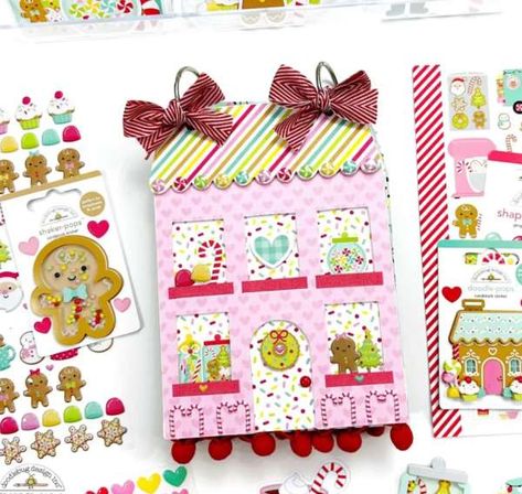 Doodlebug Gingerbread Kisses, Gingerbread House Mini, Candle Making Tutorial, Advent Calendar House, Mini Gingerbread House, House Flip, Mini Scrapbook Album, Cookies Theme, Rainy Day Crafts