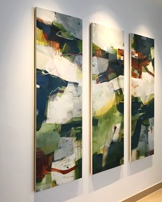 Triptych Painting Landscape, Pair Of Abstract Paintings, Triptych Art Abstract, Modern Art Ideas, Acrylic Colour Painting, Alice Sheridan, Abstract Triptych, Large Scale Wall Art, Large Abstract Canvas