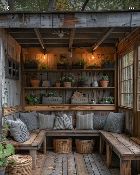 Backyard Garden Landscaping, Outdoor Storage Ideas, Garden Landscaping Design, Rustic Garden Furniture, Gardening Tattoo, Gardener Aesthetic, Backyard Cabin, Garden Aesthetics, Wallpaper Garden