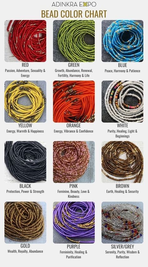 (1) Waist Beads Color Meaning Guide – Adinkra Expo Waist Beads Color Meaning, Suit Crop Top, Waist Beads African, Waist Jewelry, Earthy Outfits, Belly Jewelry, Color Meanings, Bead Necklaces, Waist Beads