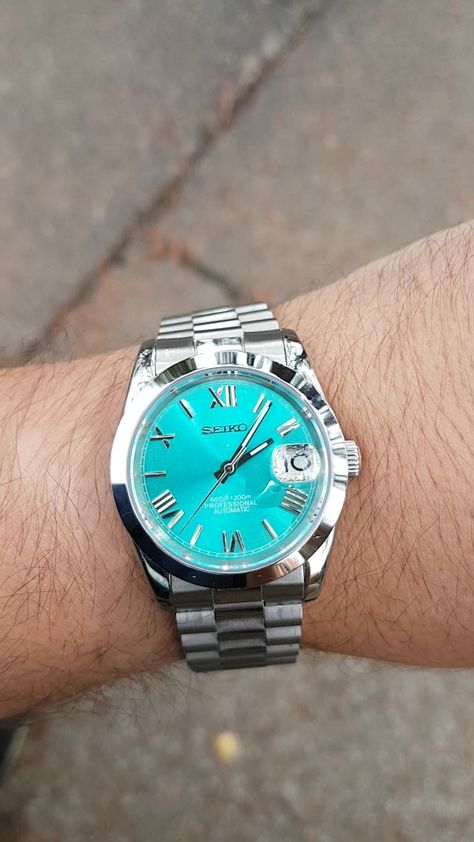 Seiko MOD Tiffany Blue Watch, Tiffany Watch, Tiffany Watches, Tiffany Blue Color, Seiko Mod, Expensive Jewelry Luxury, Best Watches For Men, Wrist Game, Blue Watches