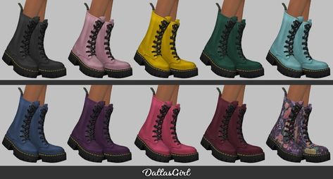 Sims 4 Decades Challenge, Grunge Shoes, Mosh Pit, Doc Marten, The Sims 4 Download, Sims 4 Cc Packs, Country Boots, Sims 4 Clothing, The Sims4