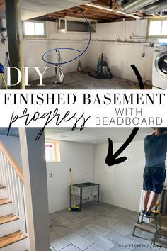 Budget Finished Basement, Diy Basement Finishing On A Budget, Basement Beadboard Walls, Diy Basement Finishing, Basement Clean Up Ideas, Budget Basement Finishing, Basement Powder Room Ideas, Basement Redo On A Budget, Hygge Basement