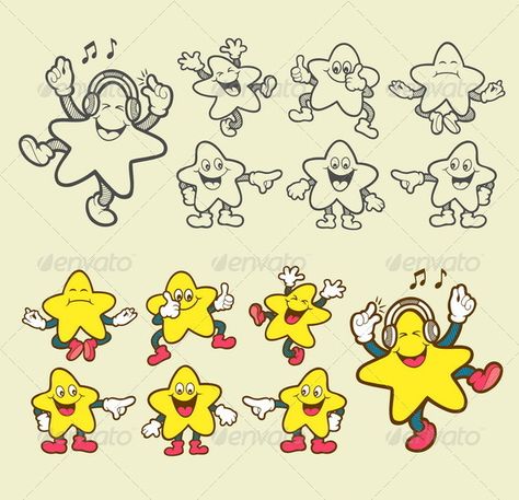 Smiley Star Icons Star Mascot, Logos Templates, Star Vector, Star Doodle, Sketch Icon, Drawing Stars, Music Meditation, Happy Music, Star Character