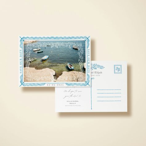 Customizable L'oceano Save The Date designed by Hoste by Laura Jackson. This flat save the date is printed on white Mohawk paper with a matt, eggshell finish. The save the date measures 5" x 7" and can be fully customized. Wedding Ads Creative, Beach Wedding Save The Date, Laura Jackson, Save The Date Invites, Save The Date Designs, Notecard Set, Wedding Paper, Wedding Saving, Travel Prints