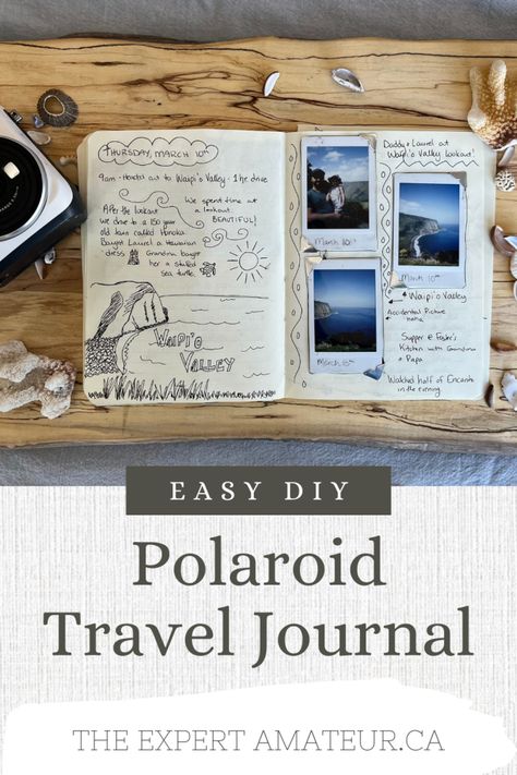 Polaroid Travel Journal, Mini Travel Journal, Polaroid Journal Scrapbook, Polaroid Journaling, Polaroid Journal Ideas, Polaroid Diary, Polaroid Journal, Polaroid Travel, Homeschool Journal