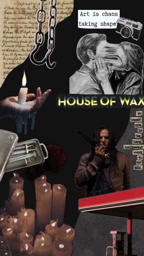 House of wax aesthetic collage Wax Aesthetic, Vincent Sinclair, Horror Movie Icons, Horror Artwork, Funny Horror, Aesthetic Collage, Horror Films, Film Movie, Horror Movies