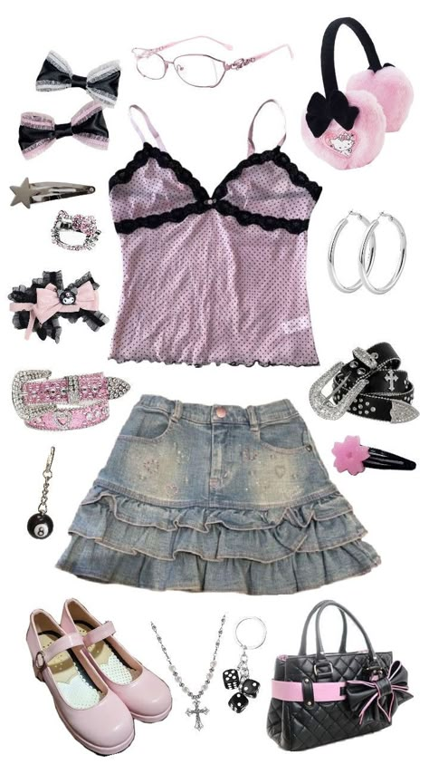 #gyaru #rokkugyaru #outfit #outfitboard #outfitinspiration #kawaii #japanesefashion #clothes Basic Gyaru Outfit, Gyaru Outfits Himekaji, Soft Gyaru Outfit, Gyaru Style Outfits, Gyaru Aesthetic Outfit, Gyaru Inspo Outfit, Garyu Outfits, Casual Gyaru Outfits, Kogyaru Fashion