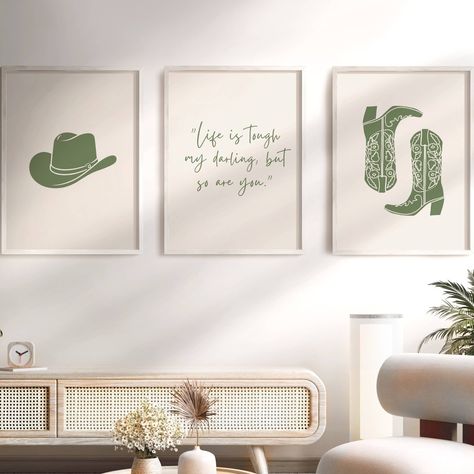 Sage Boot and Hat Print #WesternArt #HomeDecor #WallArt #SageGreen #CowgirlStyle #SouthernCharm #TrendyDecor #WildWest #ArtPrints #BohoDecor #RusticCharm #FarmhouseStyle #WesternChic #CountryLiving #HomeInspo #InteriorDesign #LivingRoomDecor #BedroomDecor #ArtLovers #BohemianStyle #TrendyArt #GirlyDecor #SouthernLiving #GreenDecor #CountryDecor #decorinspiration Western Framed Wall Art, Cowgirl Prints, Southern Home Decor, College Living Rooms, Western Aesthetics, Cowgirl Room, Western Wall Decor, Western Rooms, Sage Green Bedroom