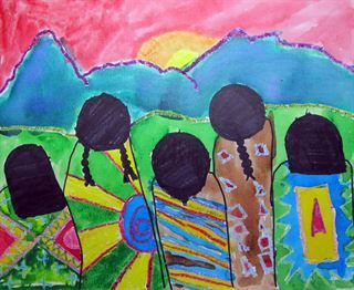 Artsonia Art Gallery - Native American Landscapes Western Art Projects, Native American Art Projects, Native American Projects, Native American Heritage Month, 3rd Grade Art, Classroom Art Projects, Thanksgiving Art, Art Exhibit, Native American Heritage