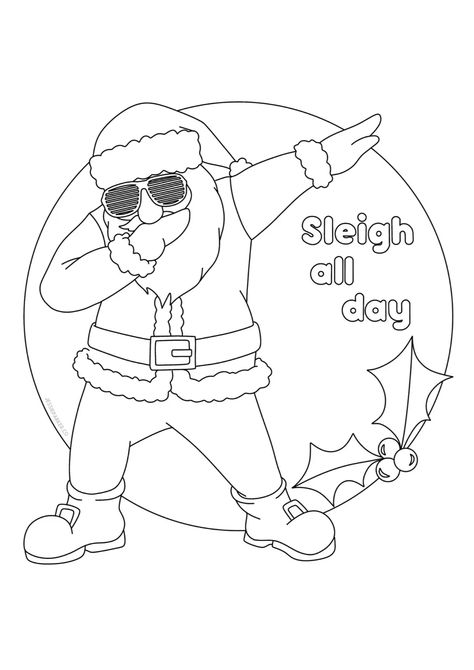 Santa Slay Funny Colouring Page Funny Christmas Coloring Pages, Funny Adult Coloring Pages, Santa Slay, Slay Funny, Madea Christmas, Colouring Pages For Adults, Funny Christmas Cartoons, Kids Christmas Coloring Pages, Christmas Colouring Pages