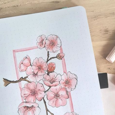 Cherry Blossom Theme, Pinterest Party, Bullet Journal Design Ideas, Bullet Journal Spread, Bullet Journal Doodles, Journal Doodles, Journal Design, Bullet Journal Inspiration, Journal Covers