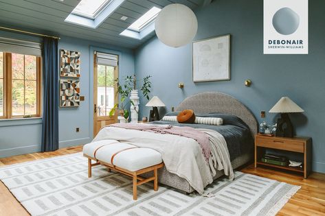 Best Blue Paint Colors, Blue Wall Colors, Linen Bed Cover, Red Front Door, Bedroom Reveal, Blue Paint Colors, Emily Henderson, Design Rules, Primary Bedroom