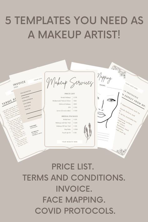 Editable Makeup Artist Business Planner Bundle, Freelance Makeup Artist Forms, Makeup Booking, Wedding Makeup Artist Contact Template WHAT'S INCLUDED: ► Consultation Face Chart - Editable PDF  Client History Card  Makeup Permission Form Card - Editable PDF  Makeup Artist Booking Form - Editable PDF  Bridal Makeup Contract Template - Editable Word  Covid Protocols ► Income Tracker makeup artist client contract templates makeup artist business template Makeup Consultation Form, Pro Makeup Artist, Face Mapping, Start Your Business, Face Chart, Terms And Conditions, Price List, Makeup Artist, Make Up