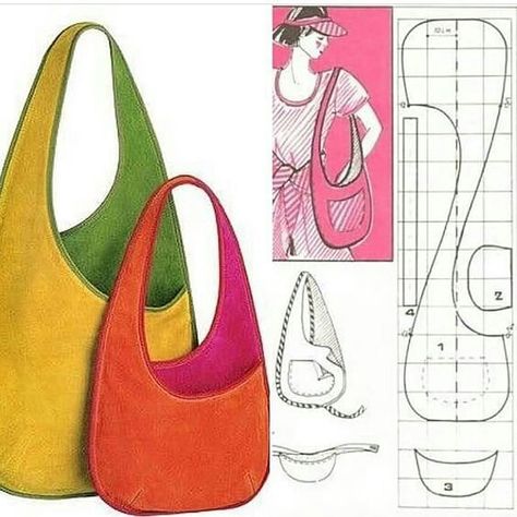 Sling Bag Patterns, Tas Denim, Handbag Tutorial, Projek Menjahit, Sac Diy, Leather Bag Pattern, Diy Bag Designs, Market Tote Bag, Sew Ins