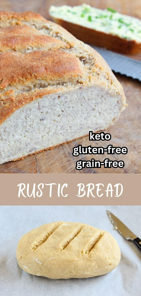 This Keto Rustic Bread comes incredibly close, both in looks and texture, to traditional artisan bread. It is chewy, has a thick crust, and tastes like rustic whole-wheat bread! With just a few ingredients, you can make it in no time! Quick Keto Bread, Keto Sourdough Bread Recipe, Keto Fondue, Psyllium Bread, Keto Twins, Keto Bread Recipes, Best Keto Bread, Postre Keto, Keto Breads