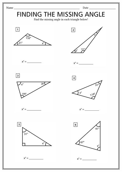 Missing Angles In Triangles, Boundaries Worksheet, Geometry Angles, Classifying Triangles, Triangle Math, Trigonometry Worksheets, Back To School Images, Geometric Sequences, Angles Math