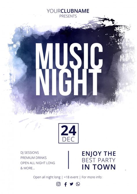 Music Night Poster, Watercolor Music, Musical Night, Splash Vector, Music Abstract, Concert Poster Design, Music Night, Church Poster Design, Art Painting Tools