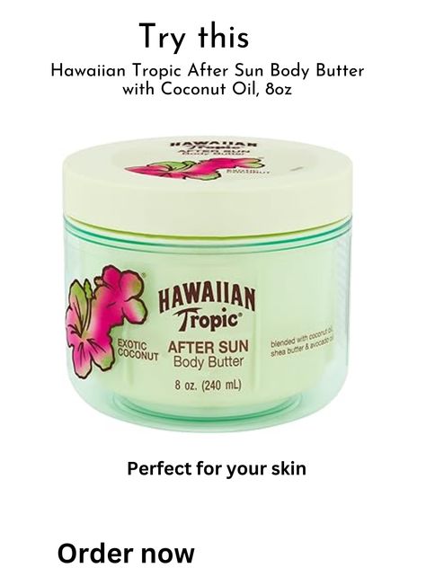 Hello everyone Indulge your skin in a tropical oasis with Hawaiian Tropic After Sun Body Butter enriched with nourishing coconut oil. This luxurious body butter, available in an 8oz jar, is a pampering treat for your skin after a day spent soaking up the sun's rays. Its creamy texture melts effortlessly into the skin, providing deep hydration and soothing relief to sun-exposed skin. Hawaiian Tropic After Sun, Sun Skin Care, Coconut Body Butter, After Sun Lotion, After Sun Care, Sun Lotion, Tropical Oasis, Hawaiian Tropic, Moisturizing Body Lotion