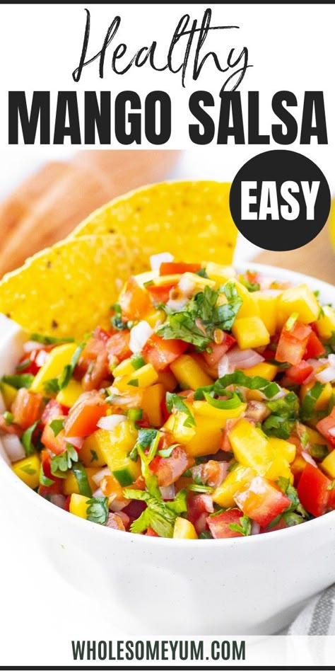 Mango Salsa Papaya Salsa Recipe, Crab Salsa Recipe, Shrimp And Mango Salsa Recipes, Salsa With Fruit, Mango Salsa Recipe For Canning, Homemade Mango Salsa, Tomato Free Salsa, Mango Appetizer Recipes, Mango Salsa Recipe Easy