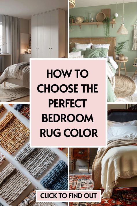 🛌💡 Need a quick update? See how choosing the right bedroom rug color can transform your space! Our article provides brilliant bedroom design ideas that incorporate stylish, colorful rugs. Click now for the best bedroom inspiration! How To Place A Rug In A Bedroom, Queen Bed Rug Placement, Rug Size Guide Bedroom, Bed Rug Ideas, Small Bedroom Rug Ideas, Rugs In Bedroom Aesthetic, Bedroom Rugs Under Bed, Bedroom Rug Ideas, Ideal Bedroom