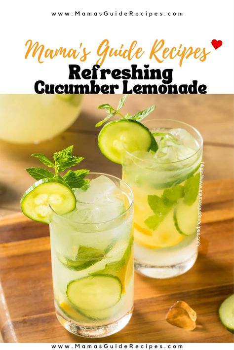 Refreshing Cucumber Lemonade with Mint Leaves are so good too.... Lemonade With Cucumber, Lemonade With Mint Leaves, Refreshing Cucumber Drinks, Drinks With Mint Leaves, Cucumber Mint Juice, Cucumber Lemonade Recipe, Cucumber Mint Lemonade, Lemonade With Mint, Runza Casserole