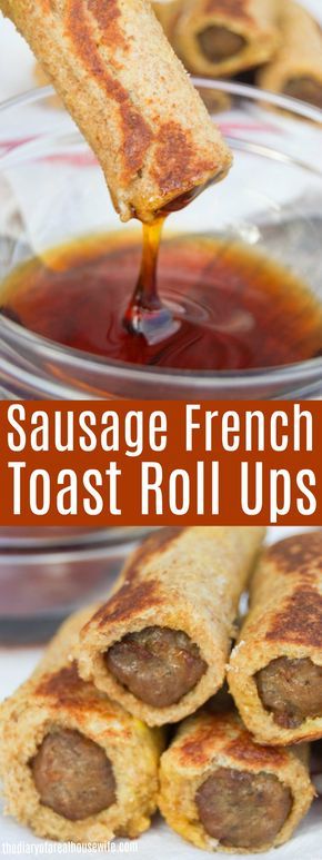 YAH!! Finally a breakfast my kids LOVE, Sausage French Toast Roll Ups. #breakfastrecipe #easyrecipe #frenchtoast Toast Roll Ups, French Toast Roll Ups, Healthy Breakfast Casserole, Sausage Dinner, French Toast Rolls, French Toast Breakfast, Bacon Breakfast, Breakfast Food List, Breakfast Casserole Sausage