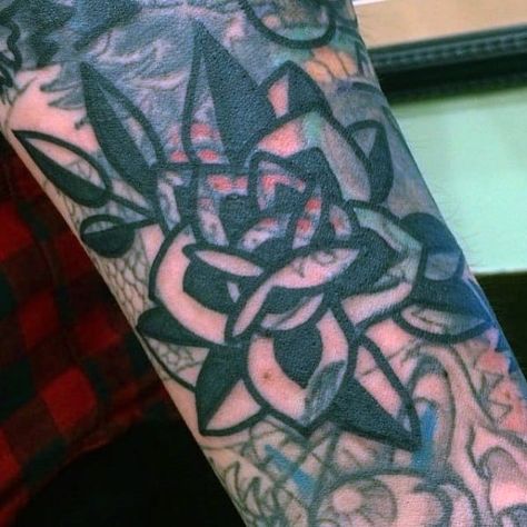 Tattoo Cover Ups For Dark Tattoos, Neo Traditional Cover Up Tattoo, Heavily Shaded Tattoos, Blast Over Tattoo Ideas, Cover Up Black Tattoo, Dark Tattoo Cover Up, Blast Over Tattoo Cover Up, Black Flower Tattoo Cover Up, Blackout Cover Up Tattoo