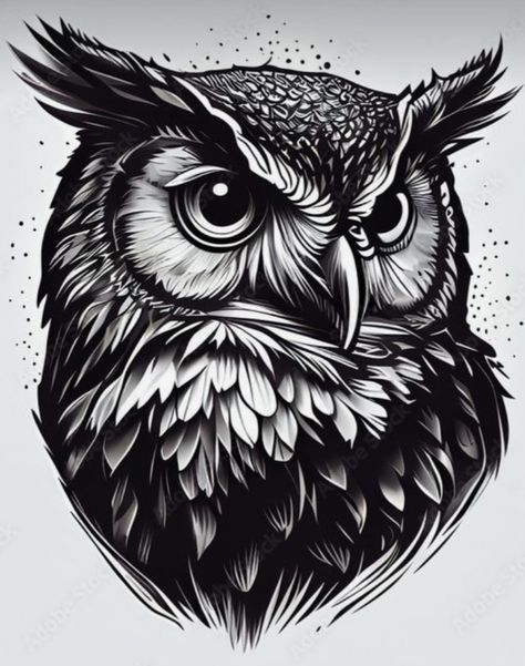 Owl Tattoo Drawings, Cute Owl Tattoo, Big Cat Tattoo, Owl Head, Owl Artwork, Owl Tattoo Design, Animal Illustration Art, Owls Drawing, Desenho Tattoo