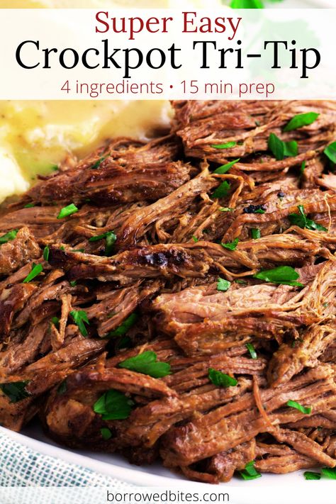 Tri Tip Roast Crock Pot Recipe, Tri Tip Recipes Crockpot, Tritip Roast Recipes, Slow Cooker Tri Tip, Tritip Recipes, Tri Tip Steak Recipes, Tip Roast, Crockpot Roast Recipes, Pot Roast Crock Pot Recipes