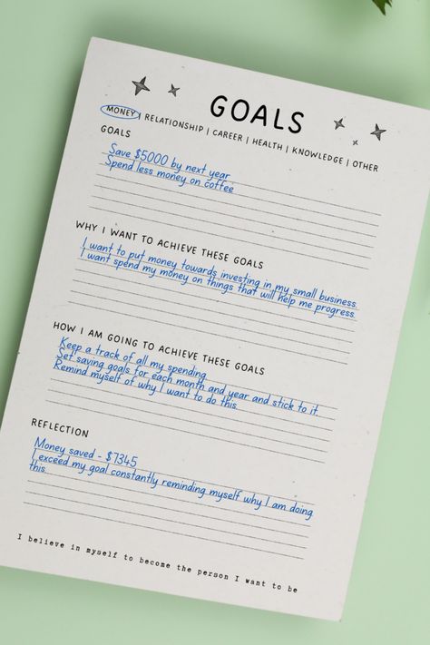 Journal Vision Board, Vision Board Planner, Daily Planner Pages, I Believe In Me, Writing Therapy, Goal Planner, Daily Reflection, Manifestation Journal, Goals Planner