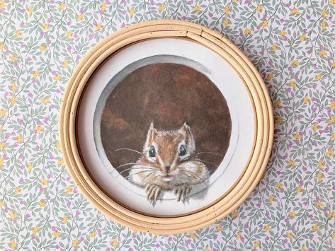 Chipmunk Art Download, Whimsical Cottagecore Nursery Decor, Moody Forest Animal Watercolour Painting, Neutral Autumnal Home Decor - Etsy Chipmunk Painting, Vintage Woodland Nursery, Chipmunk Art, Animal Themed Nursery, Cottagecore Animals, Illustration Meaning, Cottagecore Nursery, Animal Watercolour, Whimsical Cottagecore