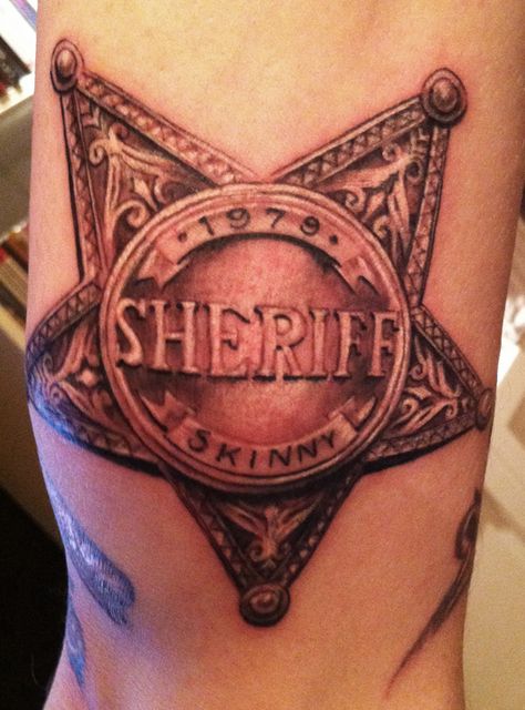 Sheriff star Designed Tattoos, Side Neck Tattoo, Country Tattoos, Tin Star, Western Tattoos, Country And Western, Neck Tattoo For Guys, Celtic Tattoos, Custom Tattoo Design