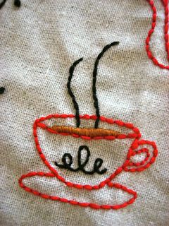 Simple #embroidery #Coffee Embroidery For Kitchen, Embroidery Coffee Cup, Embroidery Teacup, Coffee Cup Embroidery, Mug Embroidery, Coffee Embroidery, Diy Patches Embroidery, Stitch Witchery, Saree Embroidery Design