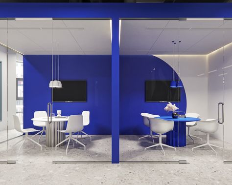 Shared Desk, Car Showroom Interior, Interior Design Industrial, Security Room, Meeting Room Design, Image Wall, Steel Desk, Blue Lounge, Blue Office