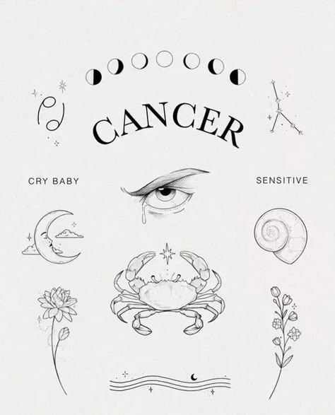 Cancerian Tattoo Minimalist, Taurus And Cancerian Tattoo, Cancerian Tattoo Zodiac Signs, Cancerian Aesthetic Tattoo, Minimalist Zodiac Tattoo, Cancerian Tattoo For Women Minimalist, Zodiac Tattoos For Cancers, Female Piercings Ideas, Star Sign Tattoos