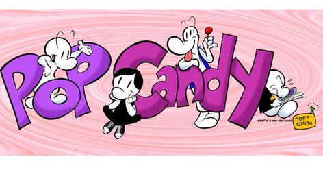 Acclaimed 'Bone' author/artist Jeff Smith gives his take on the Pop Candy logo Fone Bone, Bone Comic, Jeff Smith, Candy Logo, Bones, Candy, Comics, ? Logo, Drawings