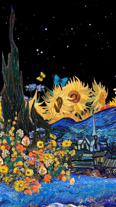 Van Gogh's Starry Night iPhone wallpaper. Remixed by rawpixel. | premium image by rawpixel.com / Adjima Starry Night Phone Wallpaper, Starry Night Iphone Wallpaper, Night Iphone Wallpaper, Black Butterfly Wallpaper, Sunflower Wallpaper Iphone, Dark Sunflower, Iphone Wallpaper Dark, Starry Night Wallpaper, Artsy Background