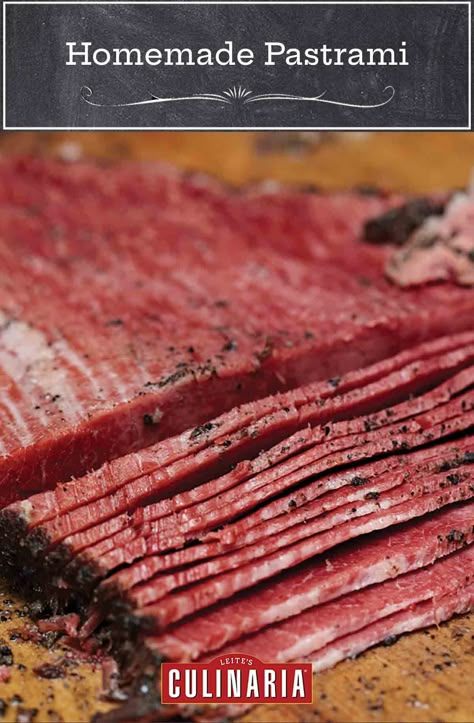 This homemade pastrami is made by pickling brisket for five days, then cooking it low and slow in the oven. Pastrami Recipes, Homemade Pastrami, Meat Preservation, Pastrami Recipe, Cured Meat Recipes, Curing Meat, Meat Curing, Homemade Sausage Recipes, Jewish Deli