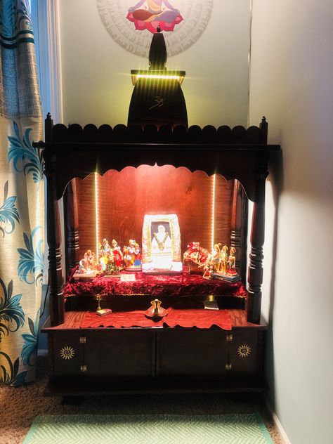 Hand crafted Compact Mandir Designs, Small Hanging Mandir Design, Prem Mandir Video, Diy Pooja Mandir, Jhandewalan Mandir, Pooja Mandir, Ikea Hacks, Ikea Hack, Hand Crafted