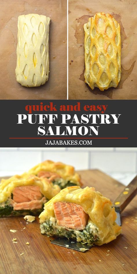 Salmon Puffs Recipe, Salmon And Puff Pastry Recipes, Salmon In Pastry Puff, Savoury Choux Pastry, Salmon Pastry Recipes, Salmon Wrapped In Puff Pastry, Salmon In Puff Pastry Recipes, Salmon Puff Pastry Recipes, Salmon Wellington Recipe Puff Pastries