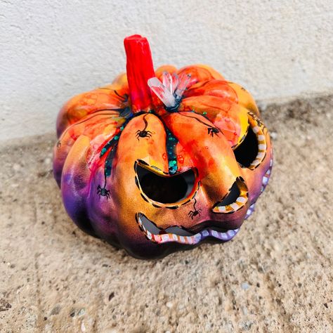 Ceramic Pumpkin, Jack O Lantern, Halloween Light, Glow in the Dark, Halloween Candle Holder, Witchcraft Decor, Pumpkin Head by BottegaKrua on Etsy Jack O Lantern Ceramic, Halloween Candle Holder, Witchcraft Decor, Glow In The Dark Halloween, Pumpkin Jack O Lantern, Dark Halloween, Ceramic Pumpkin, Halloween Candle, Fall Festivities